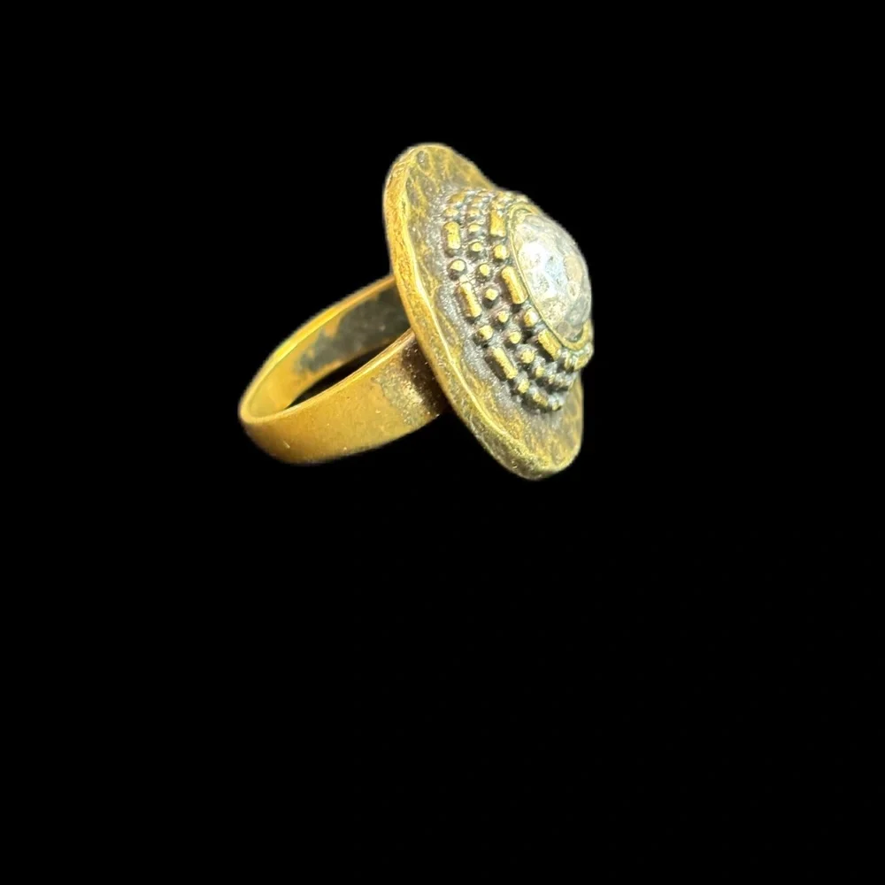 VTG Hammered Brass and Silver Ring
